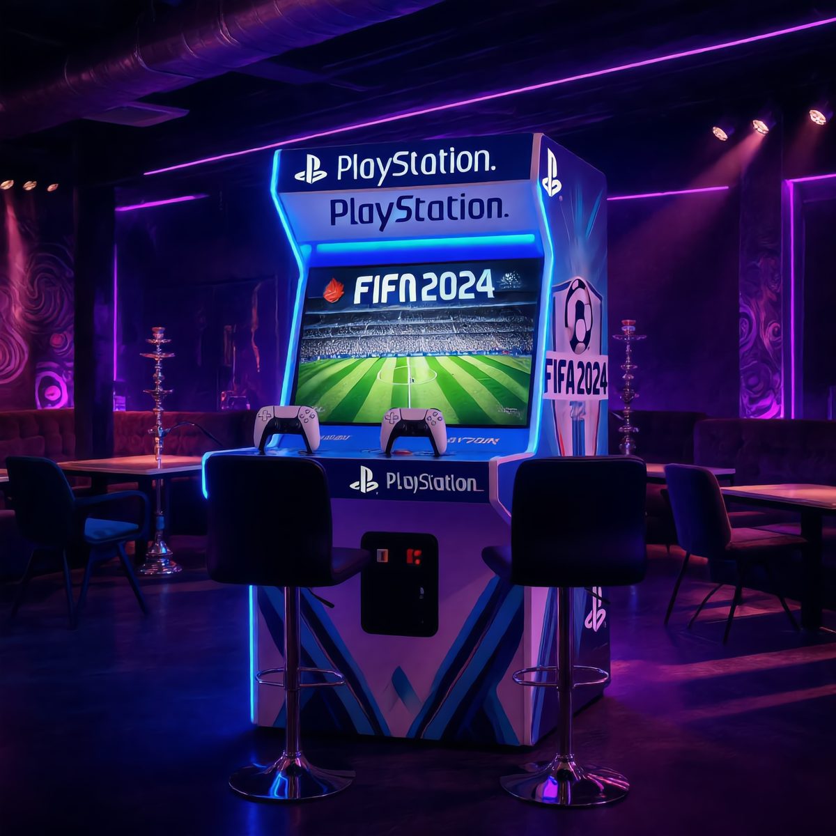 Игровой автомат Mortal Kombat для бизнеса — вид спереди в аркадном зале